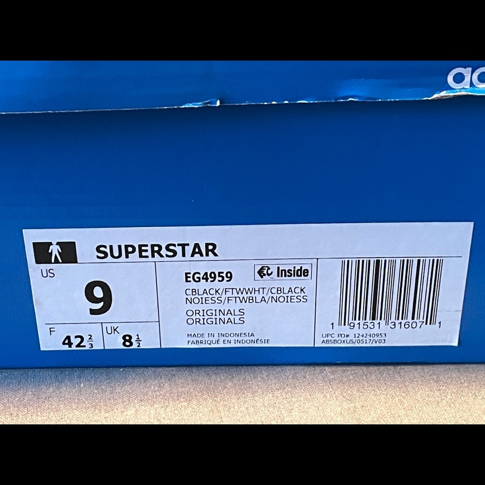 SZ 9 Adidas Superstar Core Black White Shell 2019 - Picture 5 of 12